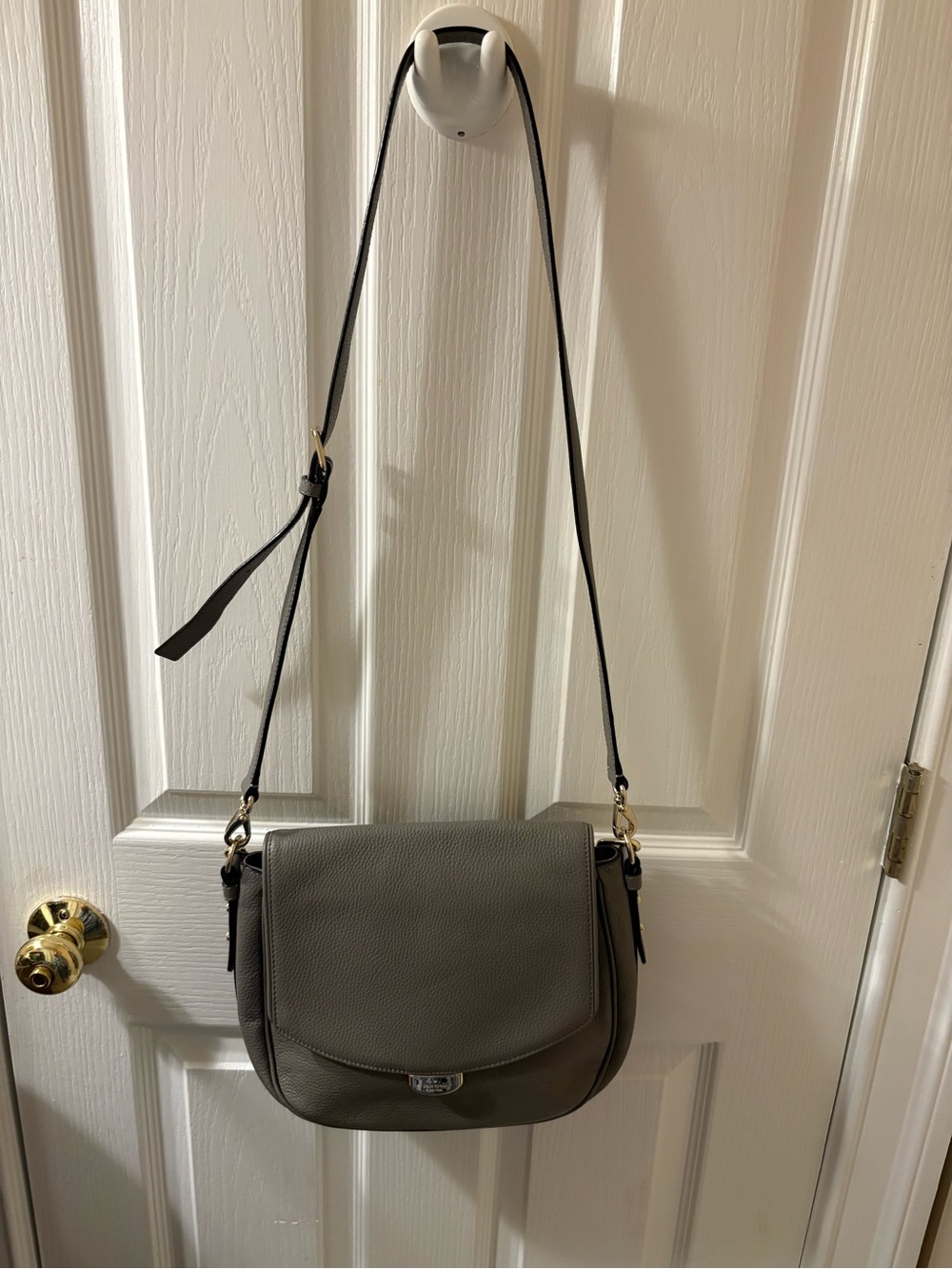 kate spade Pebbled Leather Crossbody in Taupe with Gold Hardware